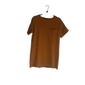 Madewell Women's Ribbed Pocket T-Shirt M Short Sleeve Casual Rust Brown